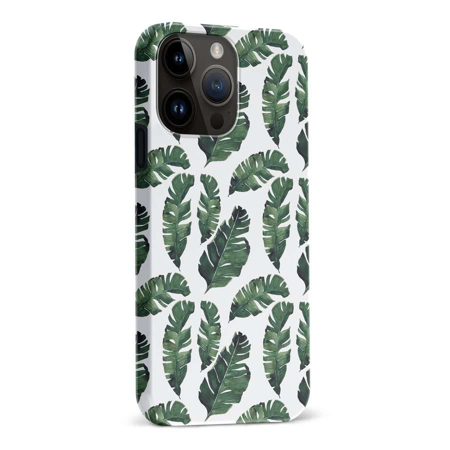 iPhone 15 Pro Max Banana Leaves Floral Phone Case in White