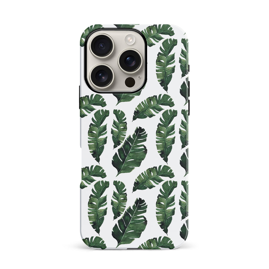 iPhone 16 Pro Banana Leaves Floral Phone Case in White