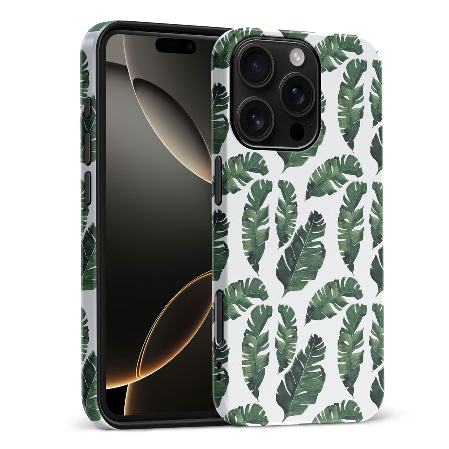 iPhone 16 Pro Max Banana Leaves Floral Phone Case in White