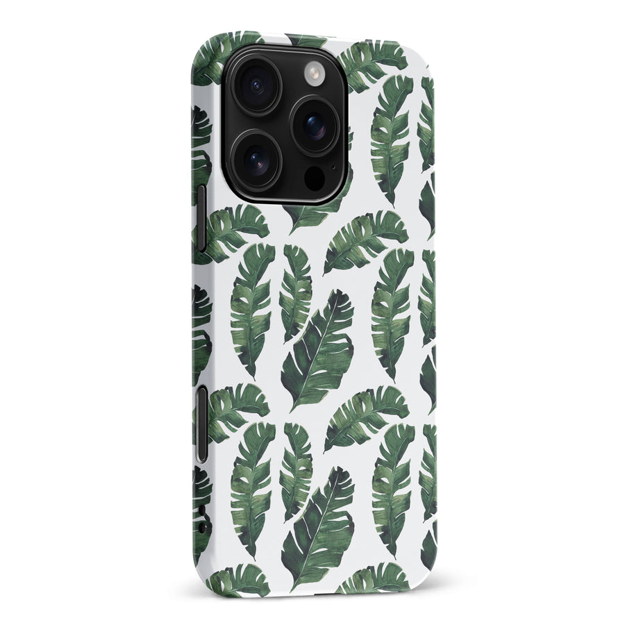 iPhone 16 Pro Max Banana Leaves Floral Phone Case in White