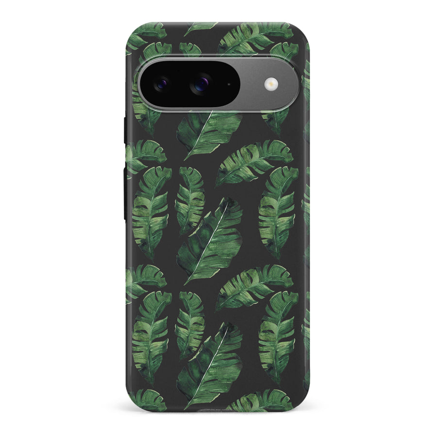 Google Pixel 9 Banana Leaves Floral Phone Case in Black