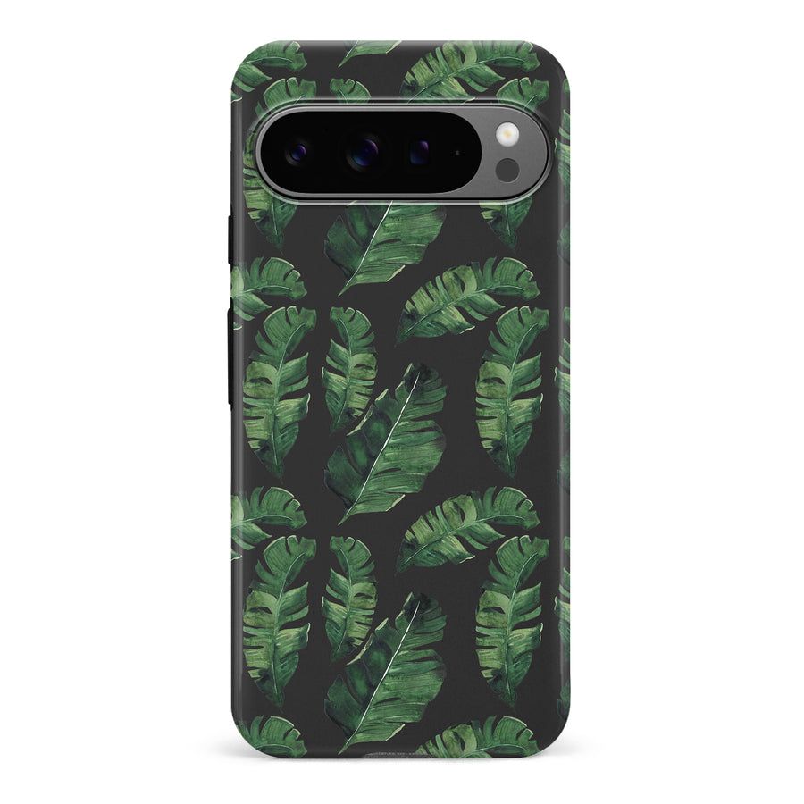 Google Pixel 9 Pro Banana Leaves Floral Phone Case in Black