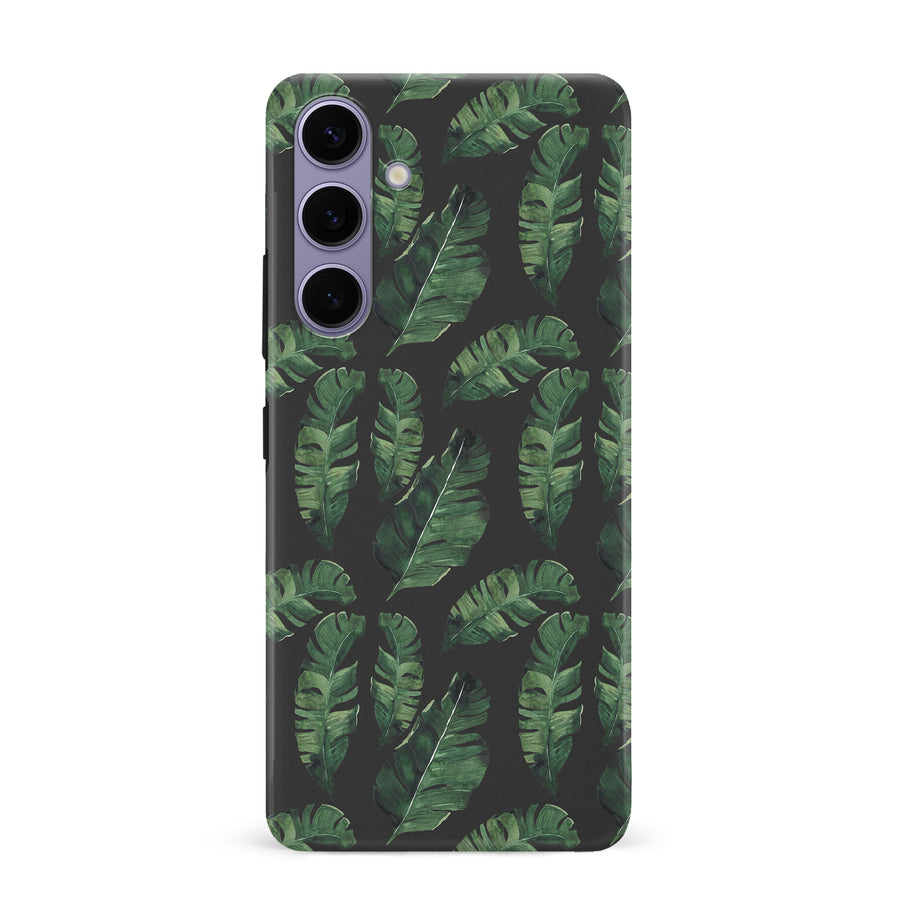 Samsung S24 Plus Banana Leaves Floral Phone Case - Black