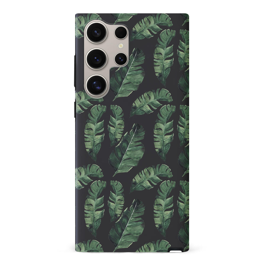 Samsung S24 Ultra Banana Leaves Floral Phone Case - Black