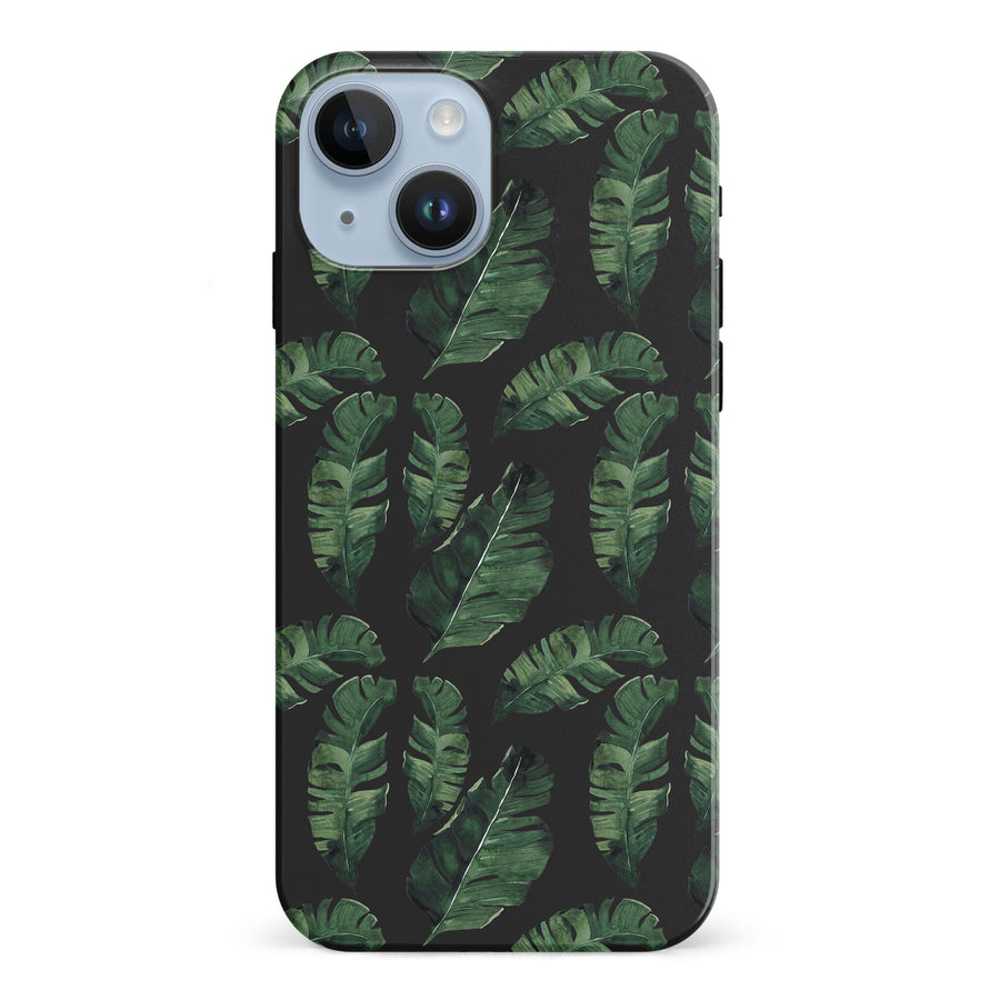 iPhone 15 Banana Leaves Floral Phone Case in Black