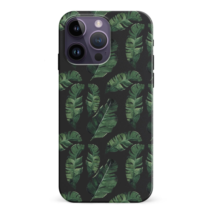 iPhone 15 Pro Banana Leaves Floral Phone Case in Black