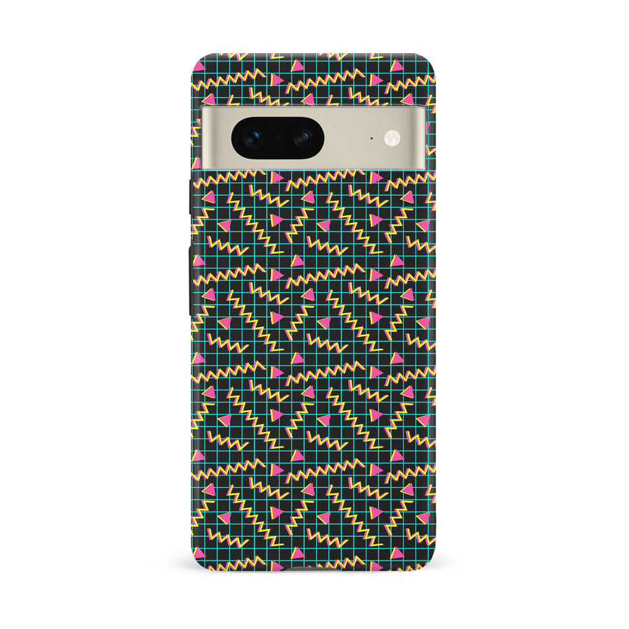 Google Pixel 7 Retro Graph Paper Phone Case in Black