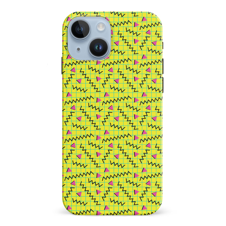 iPhone 15 Retro Graph Paper Phone Case in Yellow