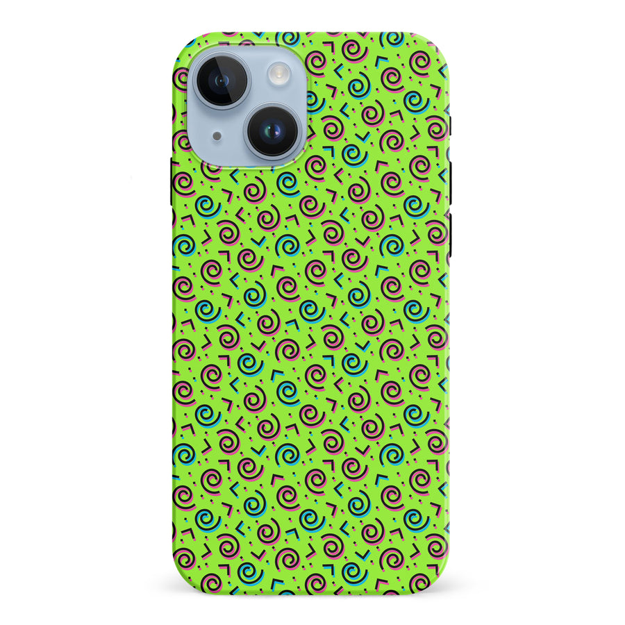 iPhone 15 90's Dance Party Phone Case in Green