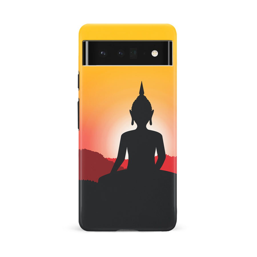 Google Pixel 6A Meditating Buddha Indian Phone Case in Yellow