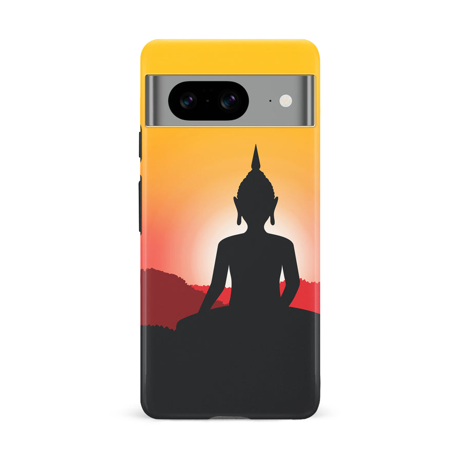 Google Pixel 8 Meditating Buddha Indian Phone Case in Yellow