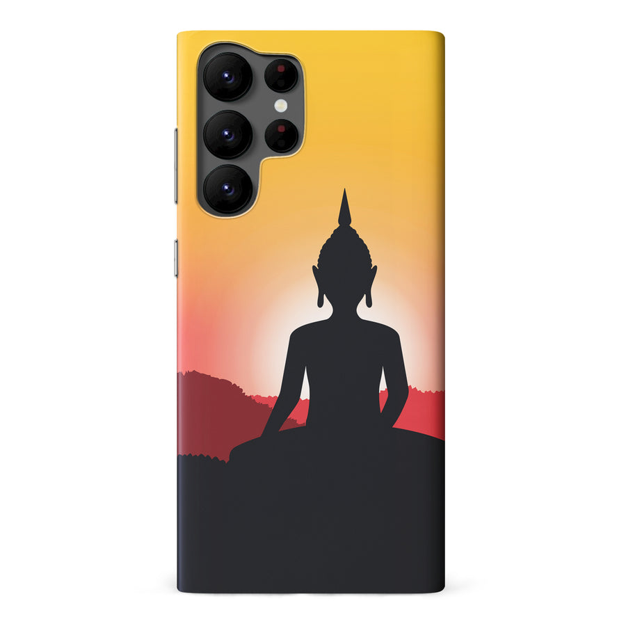 Samsung Galaxy S22 Ultra Meditating Buddha Indian Phone Case in Yellow