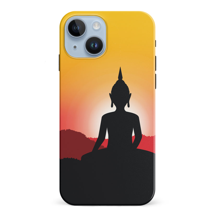 iPhone 15 Meditating Buddha Indian Phone Case in Yellow
