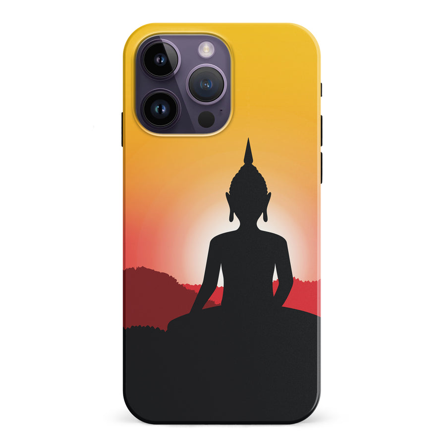 iPhone 15 Pro Meditating Buddha Indian Phone Case in Yellow