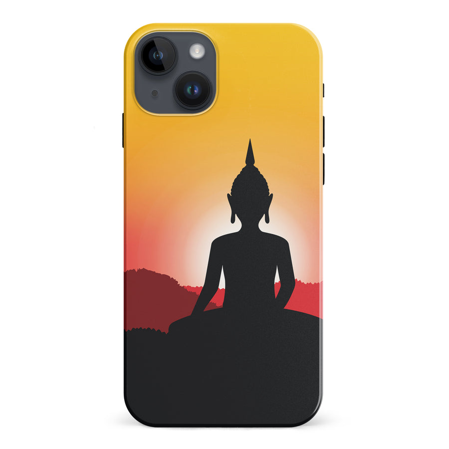 iPhone 15 Plus Meditating Buddha Indian Phone Case in Yellow