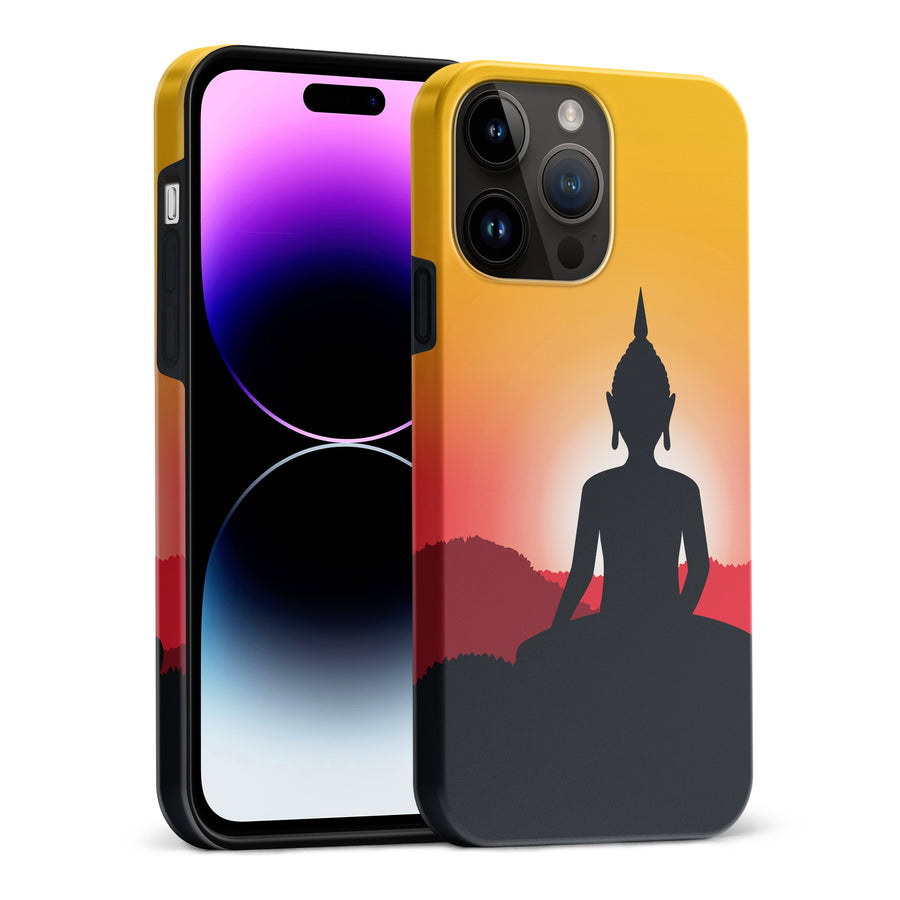 iPhone 15 Pro Max Meditating Buddha Indian Phone Case in Yellow