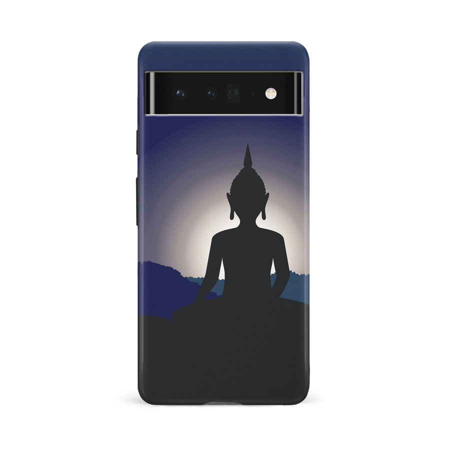 Google Pixel 6A Meditating Buddha Indian Phone Case in Blue