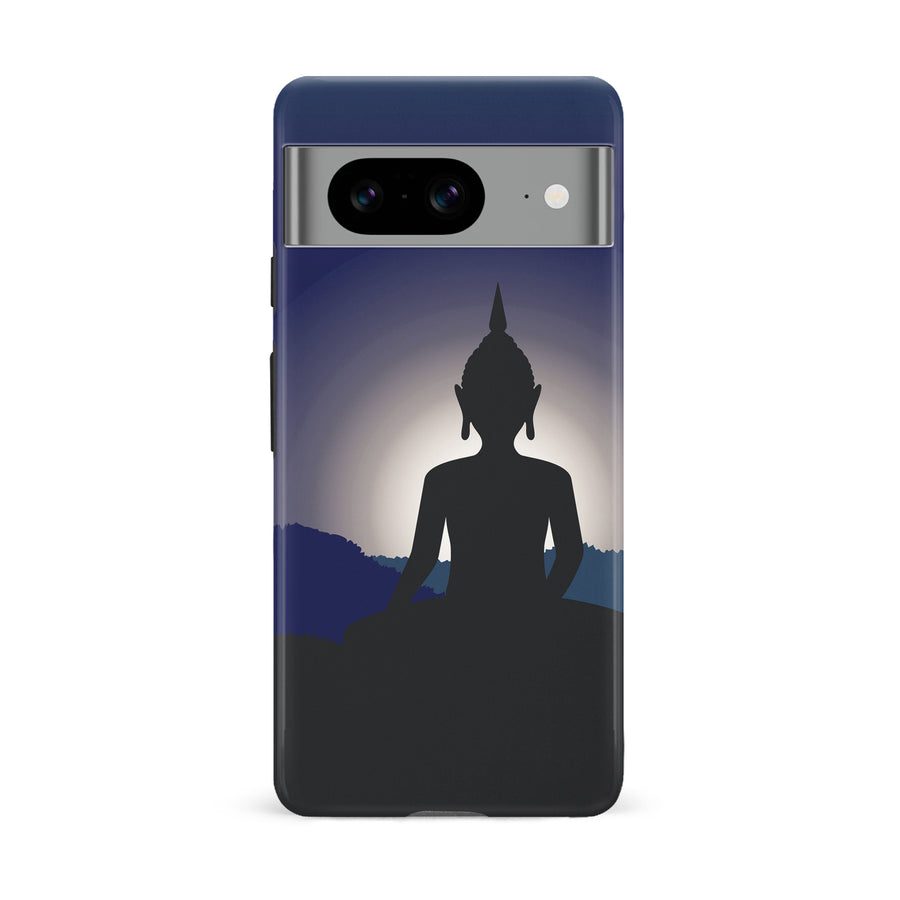 Google Pixel 8 Meditating Buddha Indian Phone Case in Blue