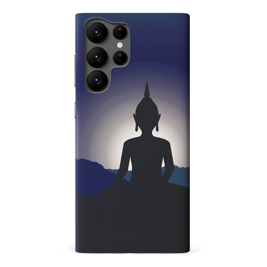 Samsung Galaxy S22 Ultra Meditating Buddha Indian Phone Case in Blue