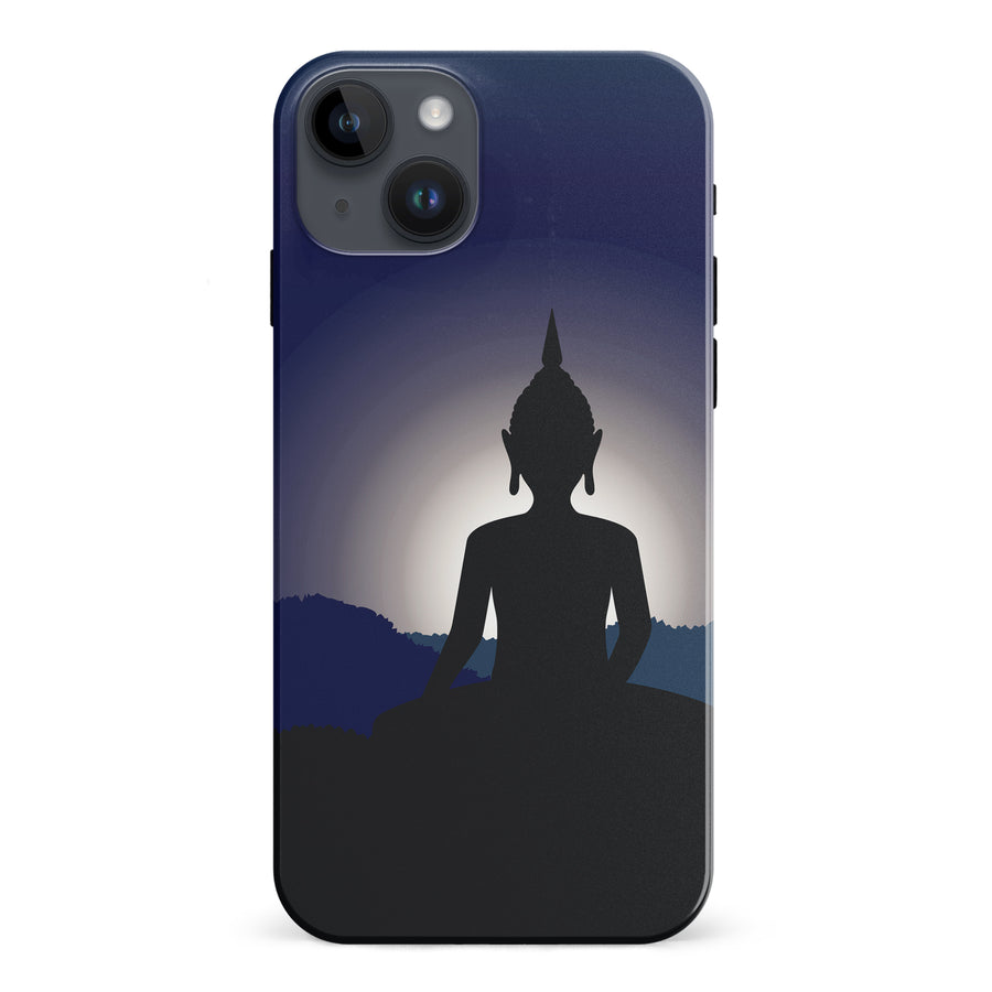 iPhone 15 Plus Meditating Buddha Indian Phone Case in Blue