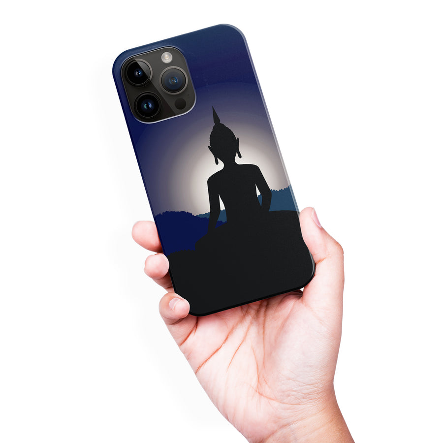 iPhone 15 Pro Max Meditating Buddha Indian Phone Case in Blue