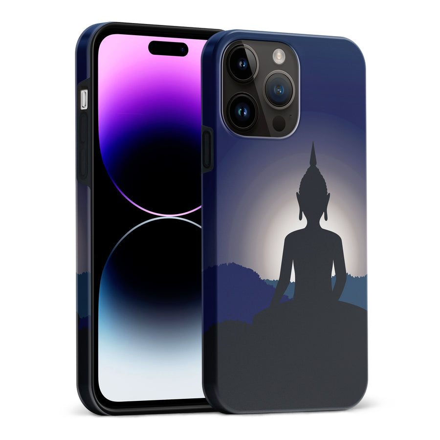 iPhone 15 Pro Max Meditating Buddha Indian Phone Case in Blue