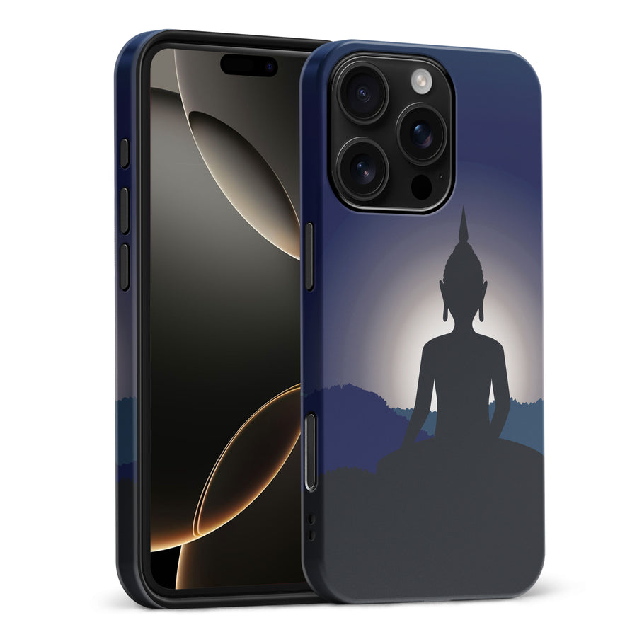 iPhone 16 Pro Max Meditating Buddha Indian Phone Case in Blue