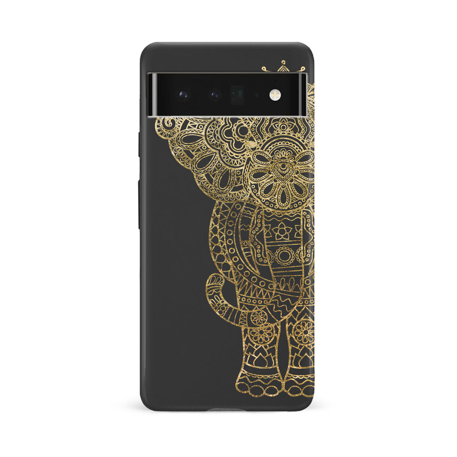 Google Pixel 6A Indian Elephant Phone Case in Black