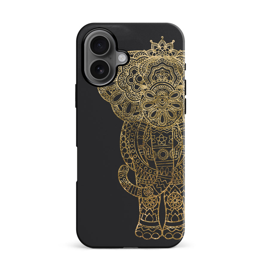 iPhone 16 Indian Elephant Phone Case in Black
