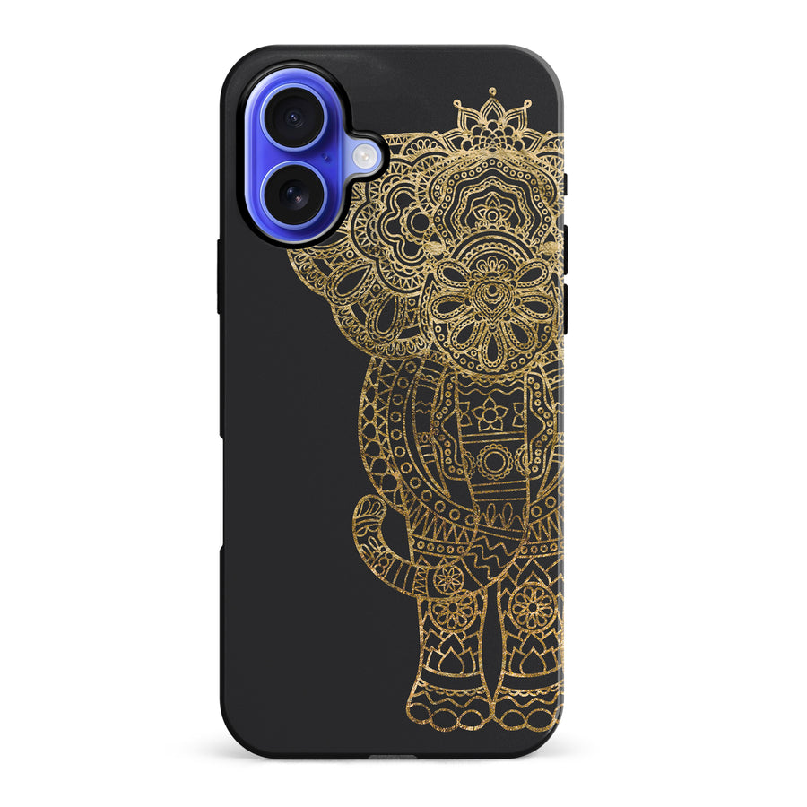 iPhone 16 Plus Indian Elephant Phone Case in Black