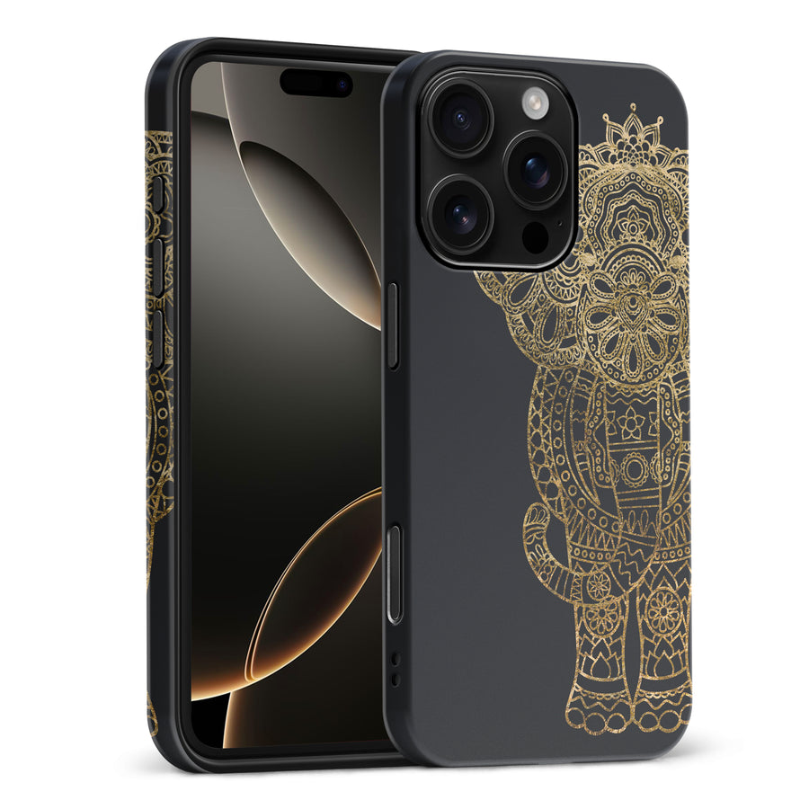 iPhone 16 Pro Max Indian Elephant Phone Case in Black