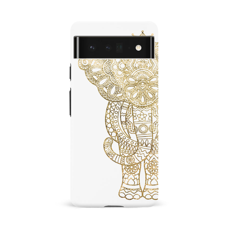 Google Pixel 6A Indian Elephant Phone Case in White