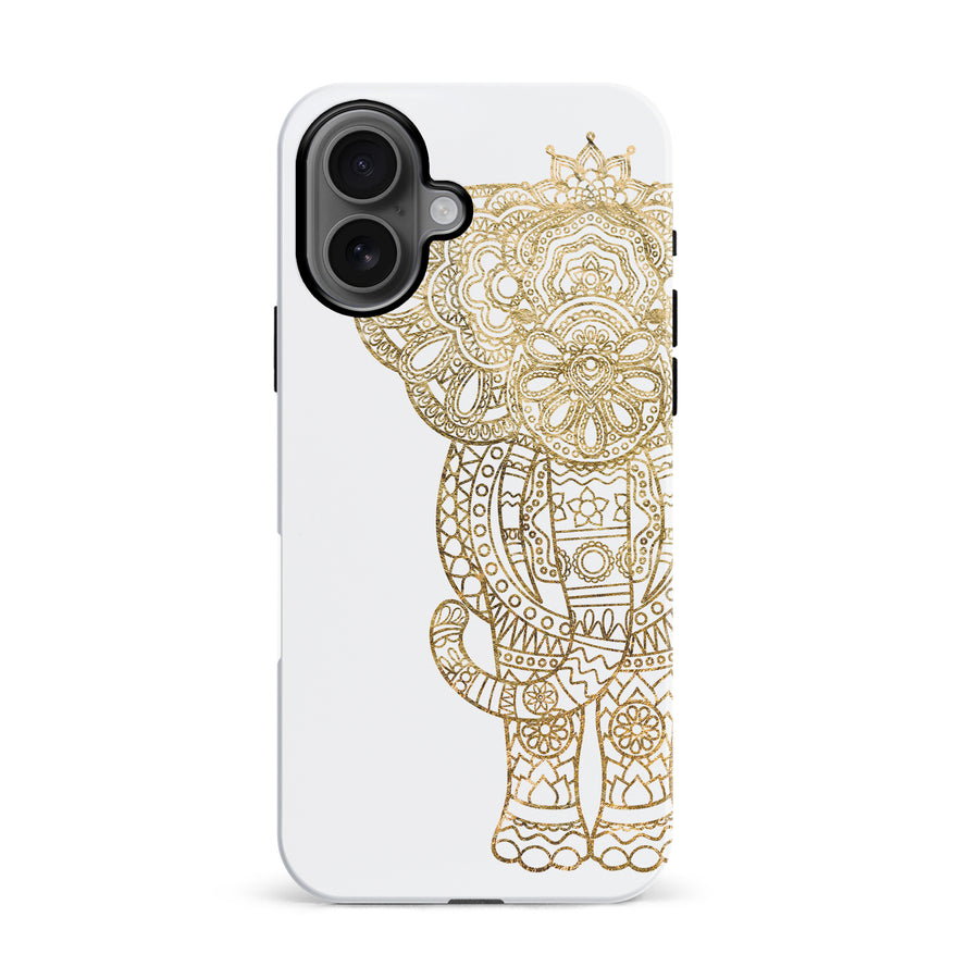 iPhone 16 Indian Elephant Phone Case in White