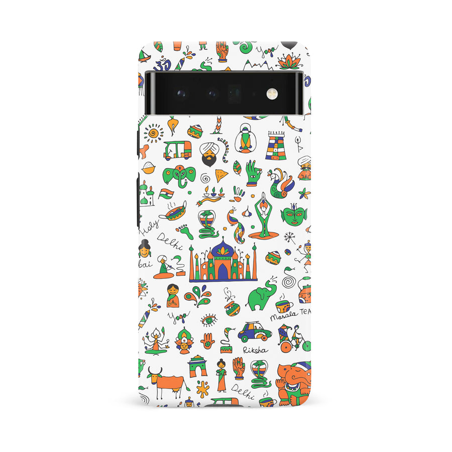 Google Pixel 6A Taste of India Phone Case in White