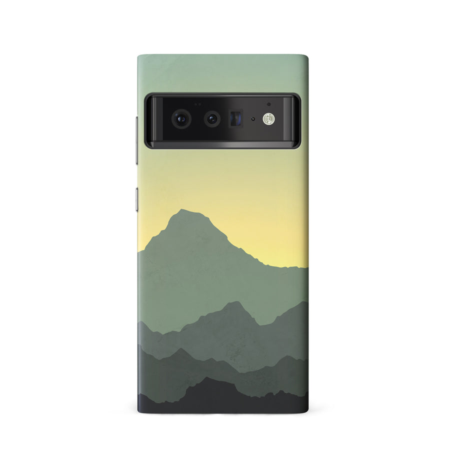 Google Pixel 6 Mountains Silhouettes Phone Case in Green