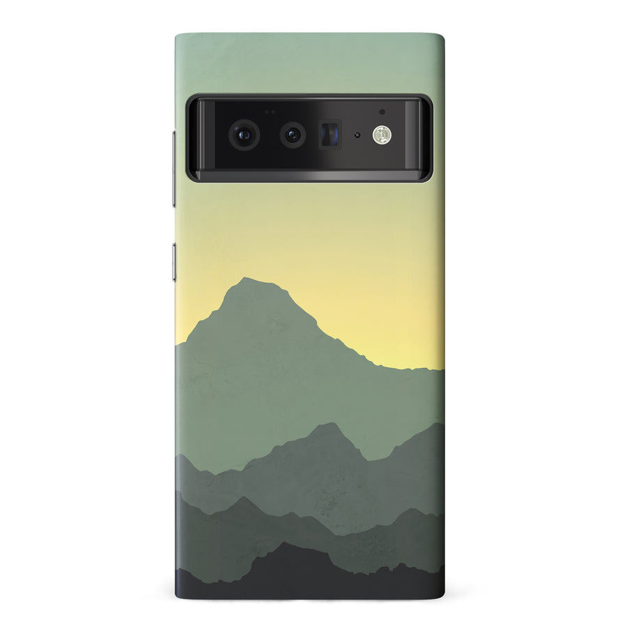 Google Pixel 6 Pro Mountains Silhouettes Phone Case in Green