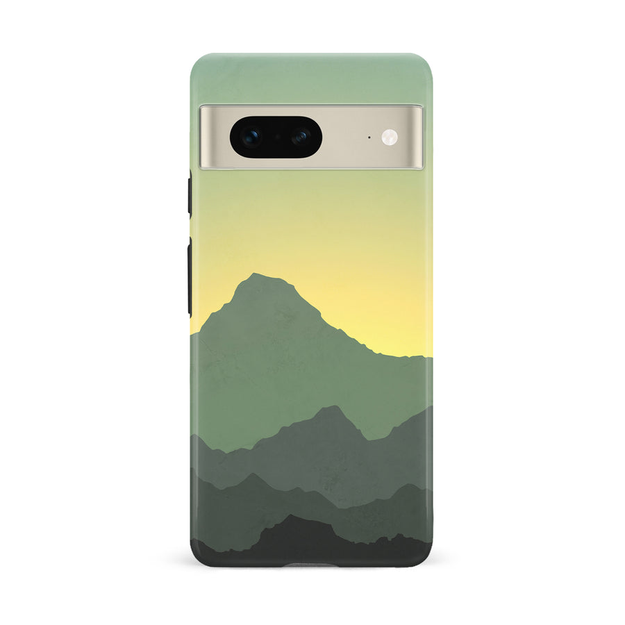 Google Pixel 7 Mountains Silhouettes Phone Case in Green