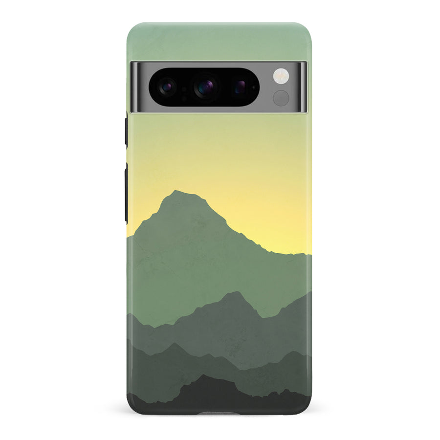 Google Pixel 8 Pro Mountains Silhouettes Phone Case in Green