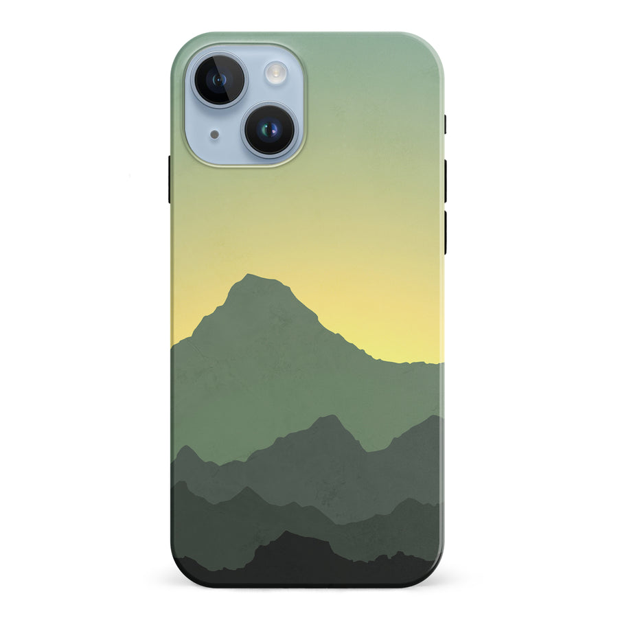 iPhone 15 Mountains Silhouettes Phone Case in Green