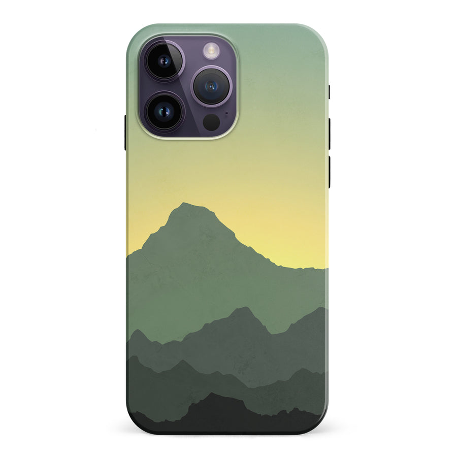 iPhone 15 Pro Mountains Silhouettes Phone Case in Green