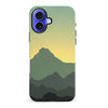 iPhone 16 Plus Mountains Silhouettes Phone Case in Green
