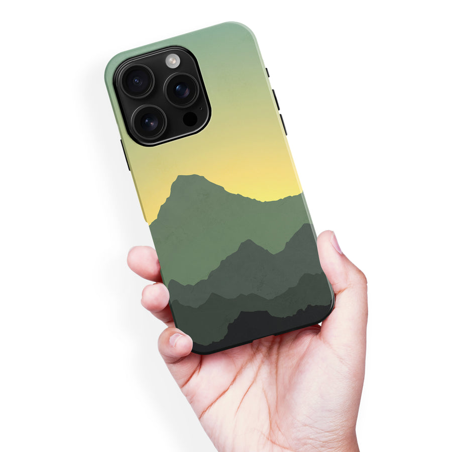 iPhone 16 Pro Max Mountains Silhouettes Phone Case in Green