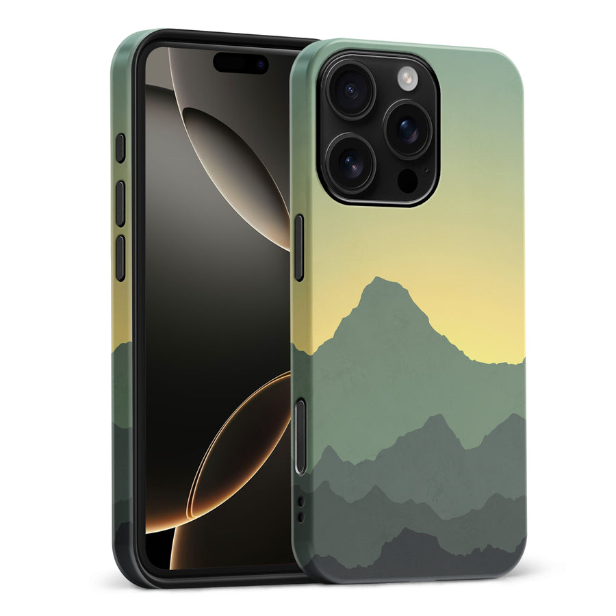iPhone 16 Pro Max Mountains Silhouettes Phone Case in Green