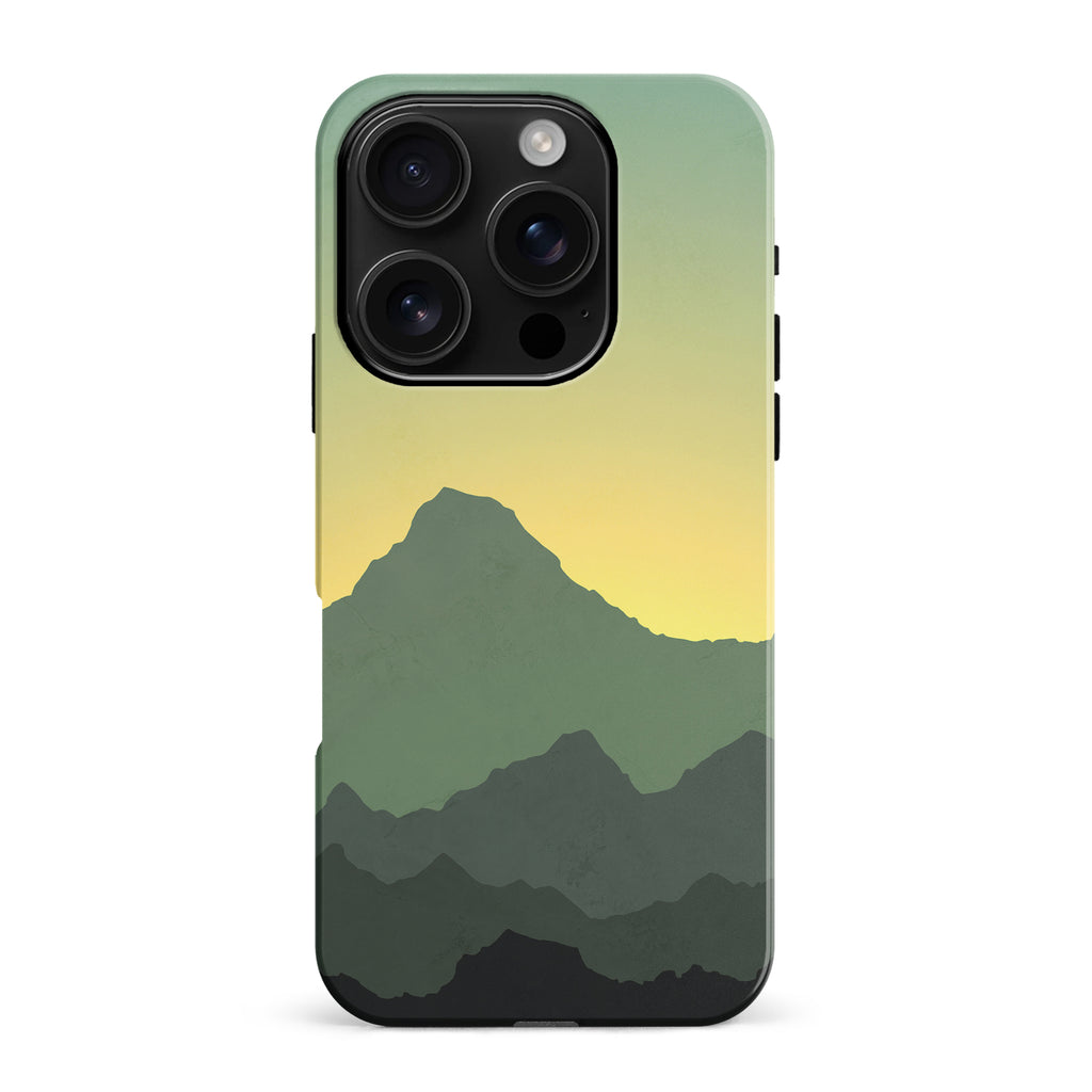 iPhone 16 Pro Max Mountains Silhouettes Phone Case in Green