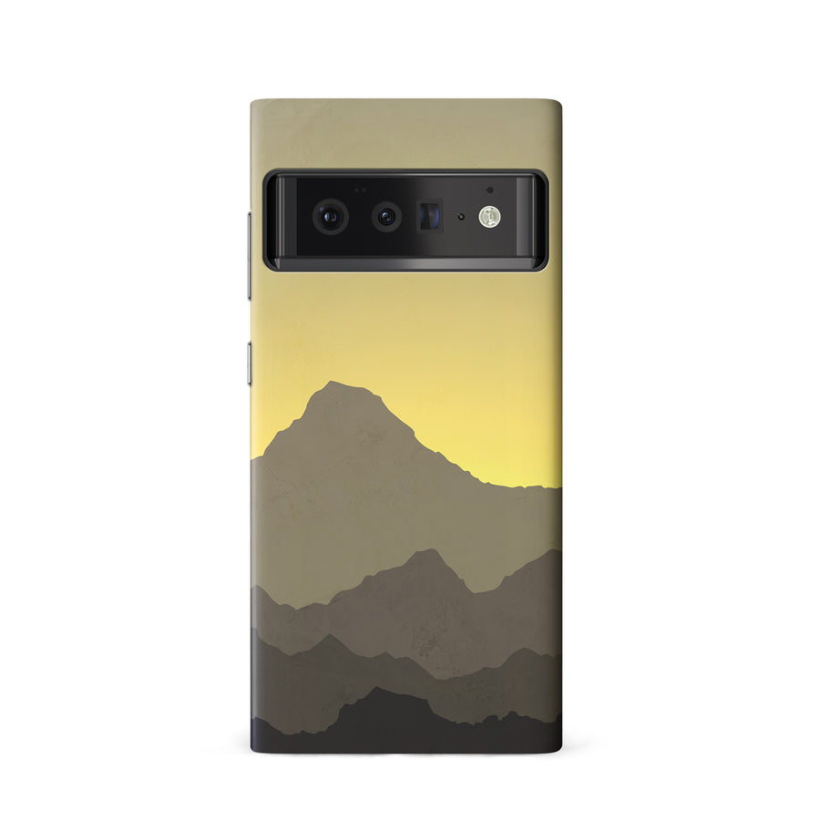 Google Pixel 6 Mountains Silhouettes Phone Case in Yellow