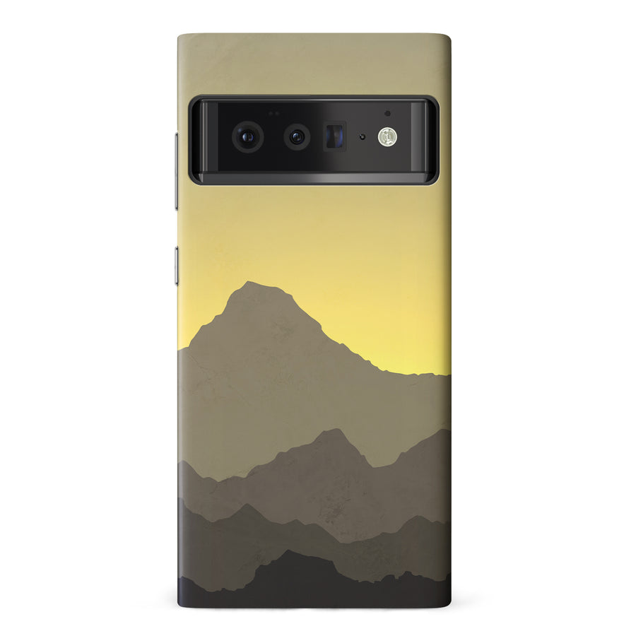 Google Pixel 6 Pro Mountains Silhouettes Phone Case in Yellow