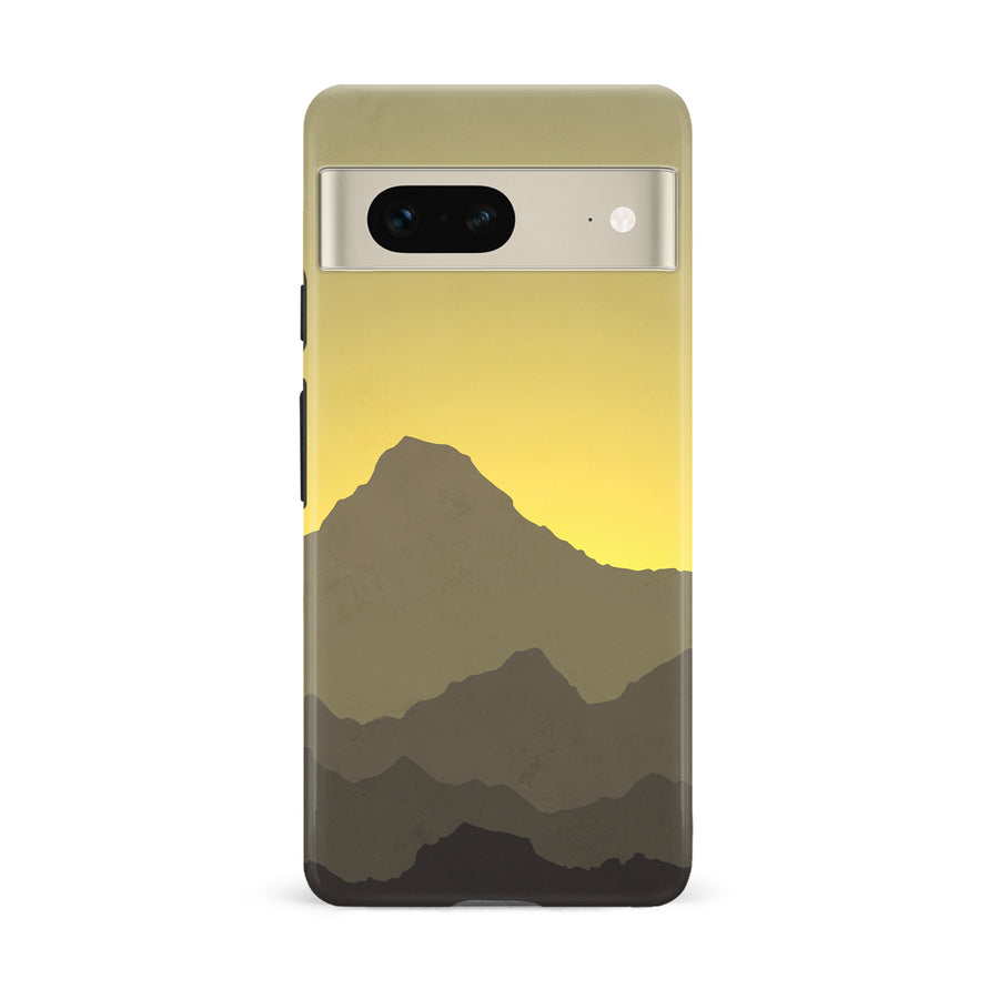 Google Pixel 7 Mountains Silhouettes Phone Case in Yellow