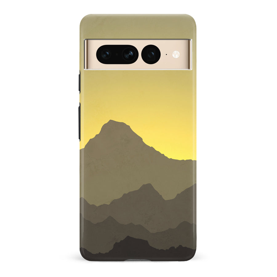 Google Pixel 7 Pro Mountains Silhouettes Phone Case in Yellow