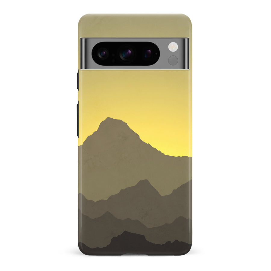 Google Pixel 8 Pro Mountains Silhouettes Phone Case in Yellow