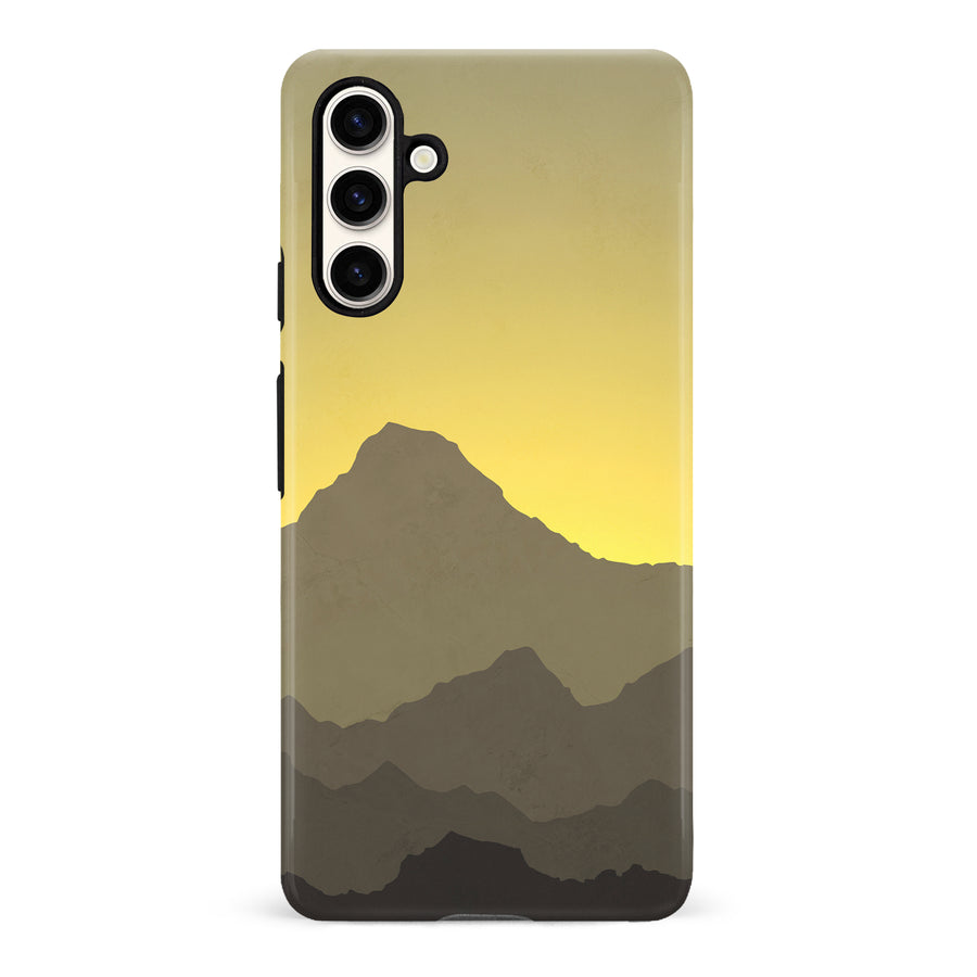Samsung Galaxy S23 FE Mountains Silhouettes Phone Case in Yellow